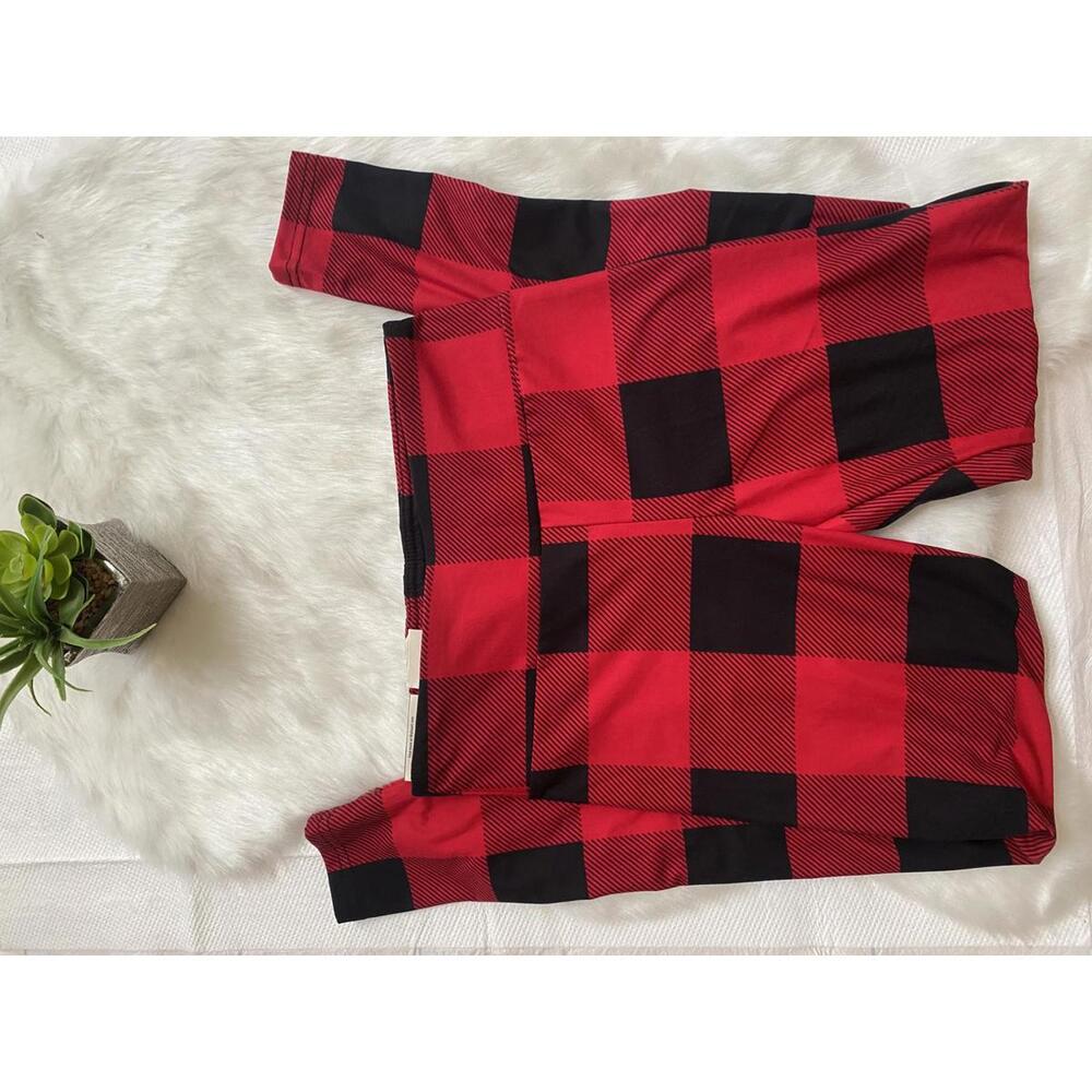 No Boundaries Red and Black Plaid Leggings, Size Small/Medium